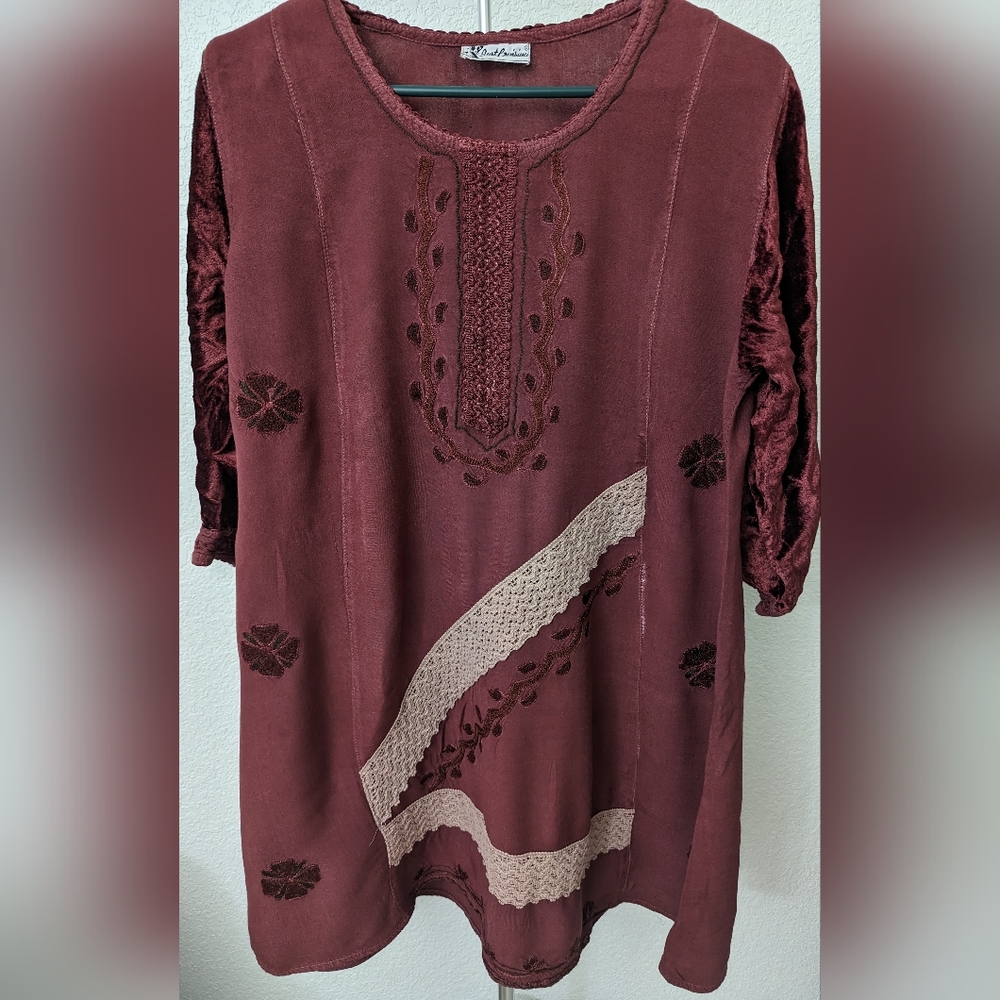 Just Cruising burgundy long sleeve top Size M